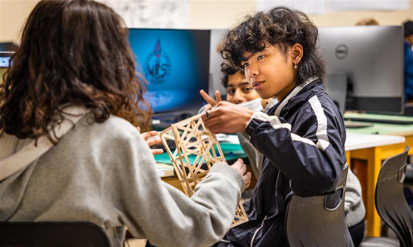 Students make miniature bridges